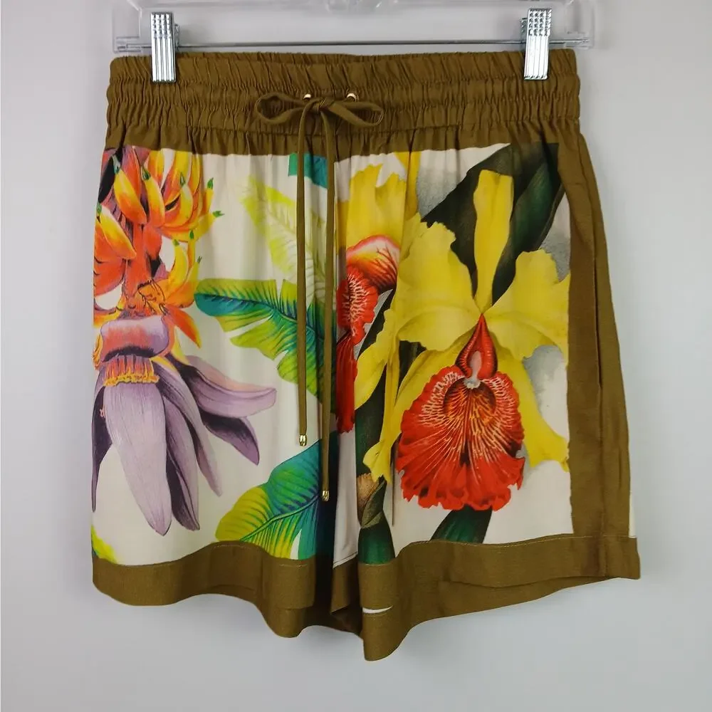 Lenny Niemeyer Women's SZ M Carres Floral Elastic Drawstring Shorts